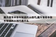 魔力宝贝中你不知道的小技巧,魔力宝贝中你不知道的小技巧是什么